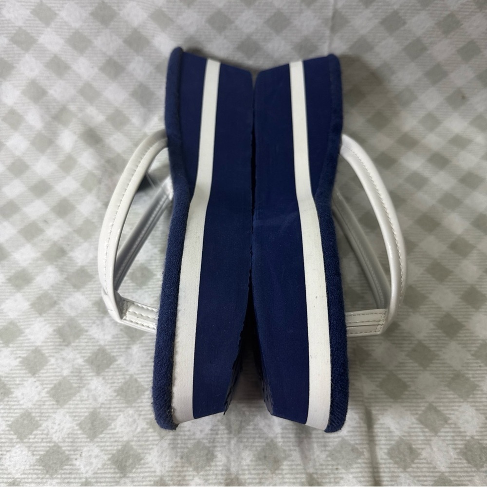 American Eagle Navy & White Wedge Platform Flip Flop Sandals Women Size 10 - Picture 8 of 9